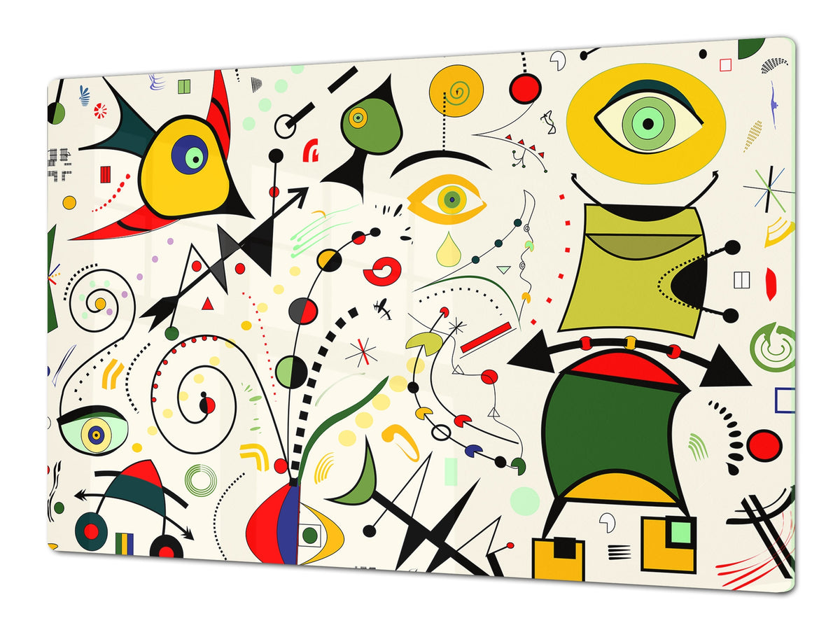 HUGE TEMPERED GLASS CHOPPING BOARD ; Moroccan design Series DD21 Inspired by Miró