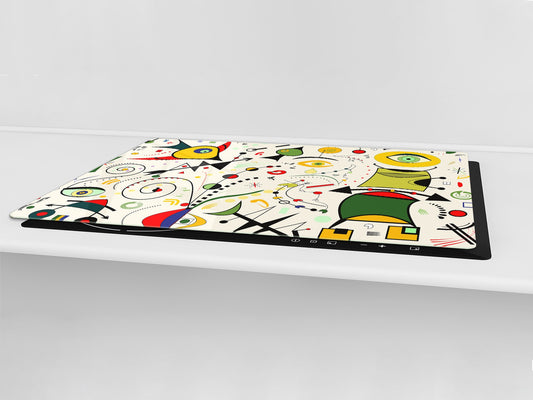 HUGE TEMPERED GLASS CHOPPING BOARD ; Moroccan design Series DD21 Inspired by Miró
