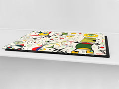 HUGE TEMPERED GLASS CHOPPING BOARD ; Moroccan design Series DD21 Inspired by Miró