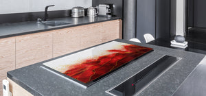 Gigantic Worktop saver and Pastry Board - Tempered GLASS Cutting Board DD21 Marbles 1 Series: Red marble leaves