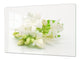 GIGANTE Copri-piano cottura a induzione – ENORME tagliere; Serie di fiori DD06B: Fiori bianchi 1