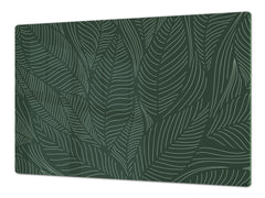 HUGE Cutting Board – Worktop saver and Pastry Board – Glass Kitchen Board DD37 Vintage leaves and patterns Series: Abstract banana leaves