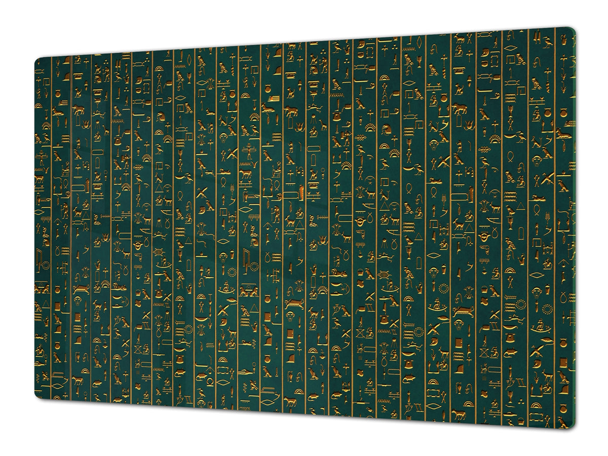 HUGE TEMPERED GLASS COOKTOP COVER - Egyptian Series DD15 Hieroglyphs 1