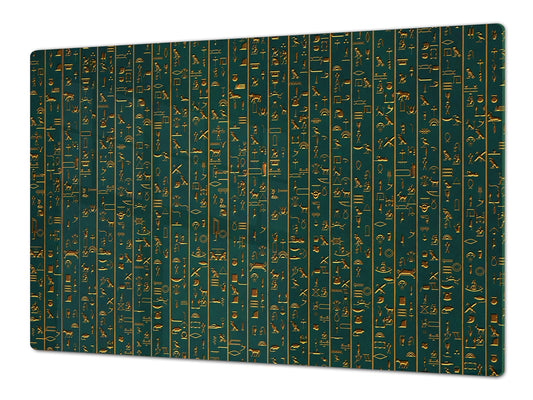 HUGE TEMPERED GLASS COOKTOP COVER - Egyptian Series DD15 Hieroglyphs 1