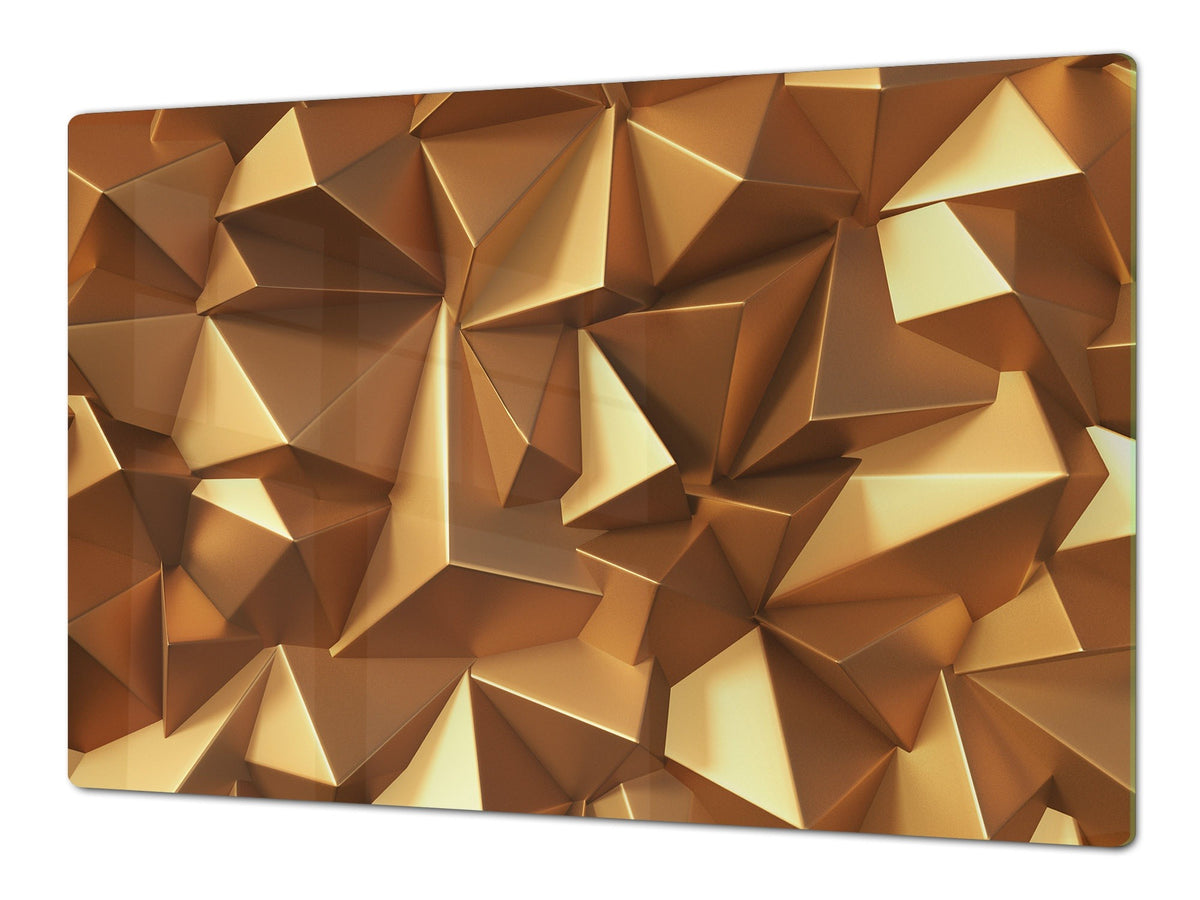 Gigantic Worktop saver and Pastry Board - Tempered GLASS Cutting Board - MEASURES: SINGLE: 80 x 52 cm; DOUBLE: 40 x 52 cm; DD38 Golden Waves Series: Golden crystals