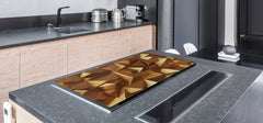 Gigantic Worktop saver and Pastry Board - Tempered GLASS Cutting Board - MEASURES: SINGLE: 80 x 52 cm; DOUBLE: 40 x 52 cm; DD38 Golden Waves Series: Golden crystals