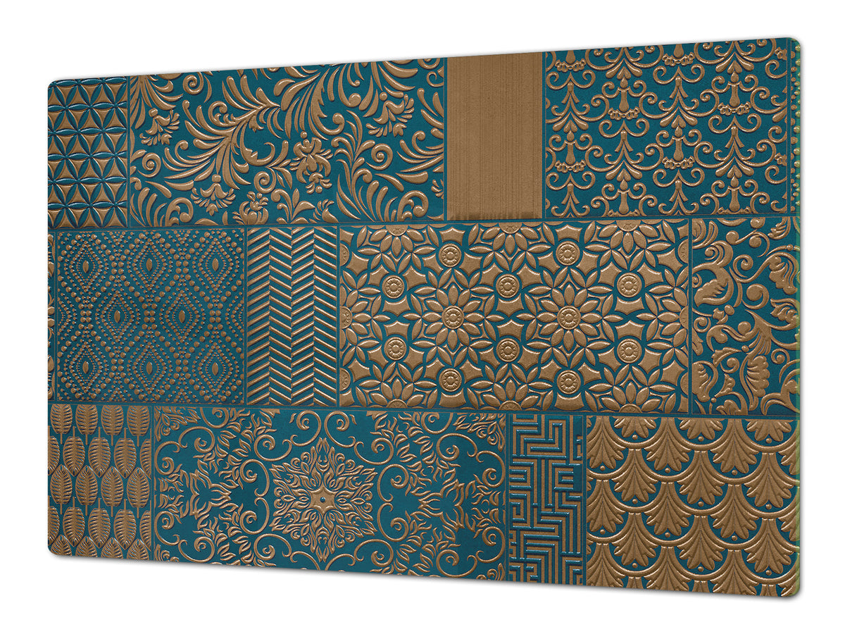 ENORMOUS  Tempered GLASS Chopping Board - Induction Cooktop Cover DD36 Textures and tiles 2 Series: Indian style patchwork