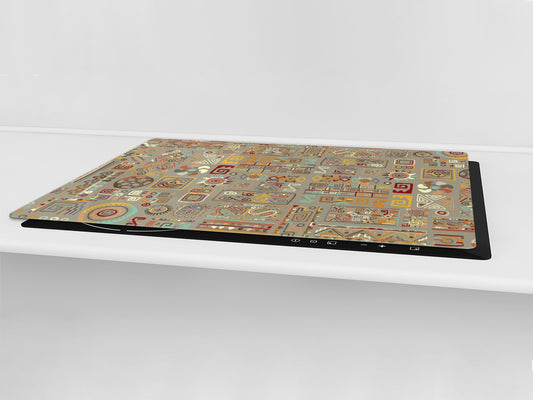 HUGE TEMPERED GLASS COOKTOP COVER - Egyptian Series DD15 Ethnic handmade