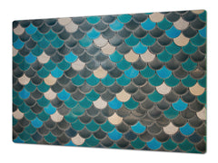ENORMOUS  Tempered GLASS Chopping Board - Induction Cooktop Cover DD36 Textures and tiles 2 Series: Fish scales pattern