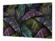 BIG KITCHEN BOARD & Induction Cooktop Cover – Glass Pastry Board – SINGLE: 80 x 52 cm (31,5” x 20,47”); DOUBLE: 40 x 52 cm (15,75” x 20,47”); DD41 Tropical Leaves Series: Dark exotic pattern