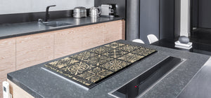 HUGE Cutting Board – Worktop saver and Pastry Board – Glass Kitchen Board DD37 Vintage leaves and patterns Series: Sculpted mosaic pattern
