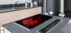 Induction Cooktop Cover – Glass Cutting Board- Flower series DD06B Red rose 1