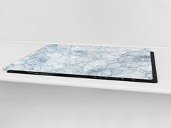 ENORMOUS  Tempered GLASS Chopping Board - Flower series DD06A Dahlia Hand drawn