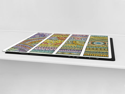 HUGE TEMPERED GLASS CHOPPING BOARD ; Moroccan design Series DD21 Ethnic stripes