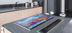GIGANTIC CUTTING BOARD and Cooktop Cover - Glass Kitchen Board; SINGLE: 80 x 52 cm (31,5” x 20,47”); DOUBLE: 40 x 52 cm (15,75” x 20,47”); DD42 Paintings Series: Impressionist seascape