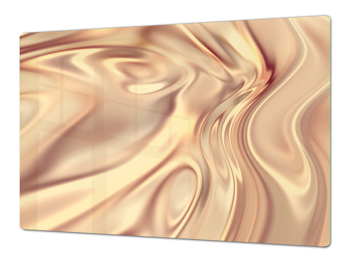 Gigantic Worktop saver and Pastry Board - Tempered GLASS Cutting Board - MEASURES: SINGLE: 80 x 52 cm; DOUBLE: 40 x 52 cm; DD38 Golden Waves Series: Glamour gold texture