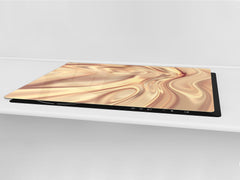 Gigantic Worktop saver and Pastry Board - Tempered GLASS Cutting Board - MEASURES: SINGLE: 80 x 52 cm; DOUBLE: 40 x 52 cm; DD38 Golden Waves Series: Glamour gold texture