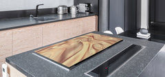 Gigantic Worktop saver and Pastry Board - Tempered GLASS Cutting Board - MEASURES: SINGLE: 80 x 52 cm; DOUBLE: 40 x 52 cm; DD38 Golden Waves Series: Glamour gold texture