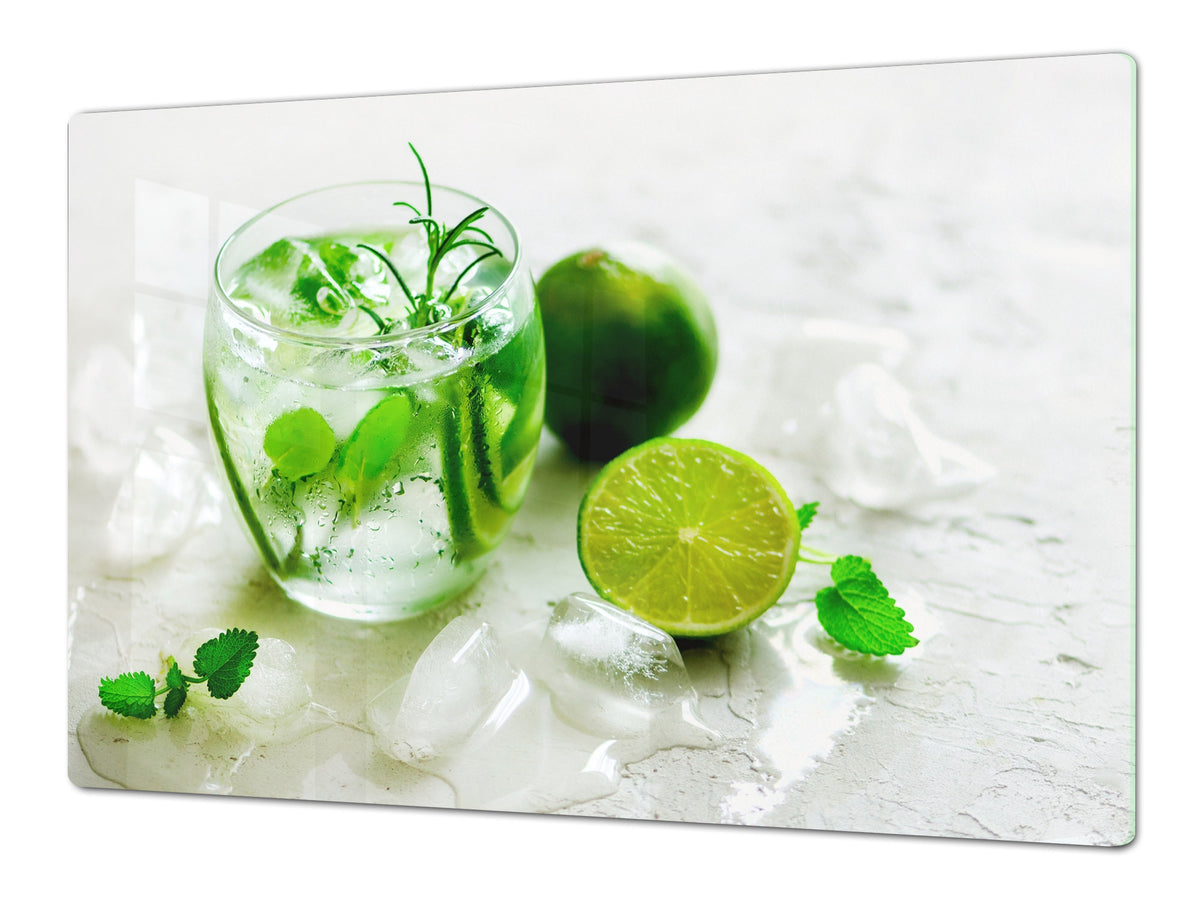 LARGE CUTTING BOARD and Cooktop Cover – Worktop saver;  Drinks  Series  DD11 Water with lime