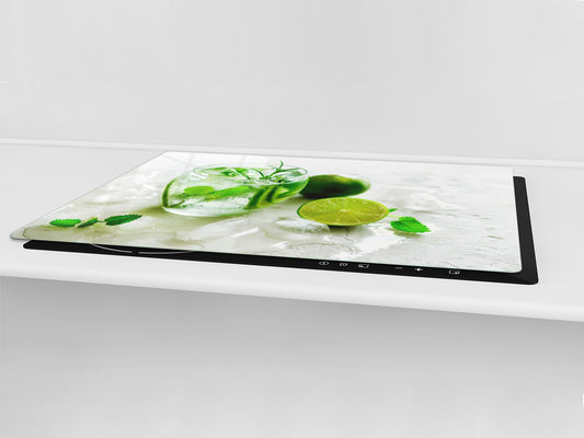 LARGE CUTTING BOARD and Cooktop Cover – Worktop saver;  Drinks  Series  DD11 Water with lime