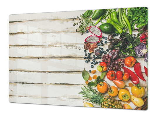 UNIQUE Tempered GLASS Kitchen Board Fruit and Vegetables series DD02 Vegetables on boards
