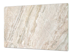 UNIQUE Tempered GLASS Kitchen Board – Impact & Scratch Resistant Cooktop cover DD32 Marbles 2 Series: Beige breccia marble