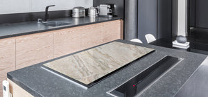 UNIQUE Tempered GLASS Kitchen Board – Impact & Scratch Resistant Cooktop cover DD32 Marbles 2 Series: Beige breccia marble