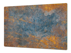BIG KITCHEN BOARD & Induction Cooktop Cover – Glass Pastry Board DD34 Rusted textures Series: Oxidized colorful surface