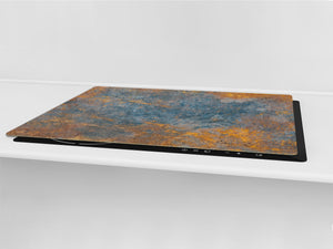BIG KITCHEN BOARD & Induction Cooktop Cover – Glass Pastry Board DD34 Rusted textures Series: Oxidized colorful surface