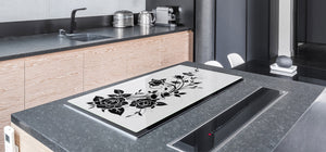 ENORMOUS  Tempered GLASS Chopping Board - Flower series DD06A Black rose