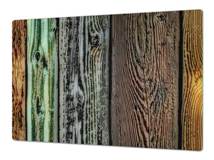 ENORMOUS  Tempered GLASS Chopping Board - Induction Cooktop Cover DD36 Textures and tiles 2 Series: Rustic colourful wood