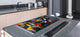 GIGANTIC CUTTING BOARD and Cooktop Cover - Glass Kitchen Board; SINGLE: 80 x 52 cm (31,5” x 20,47”); DOUBLE: 40 x 52 cm (15,75” x 20,47”); DD42 Paintings Series: Surreal coloured faces