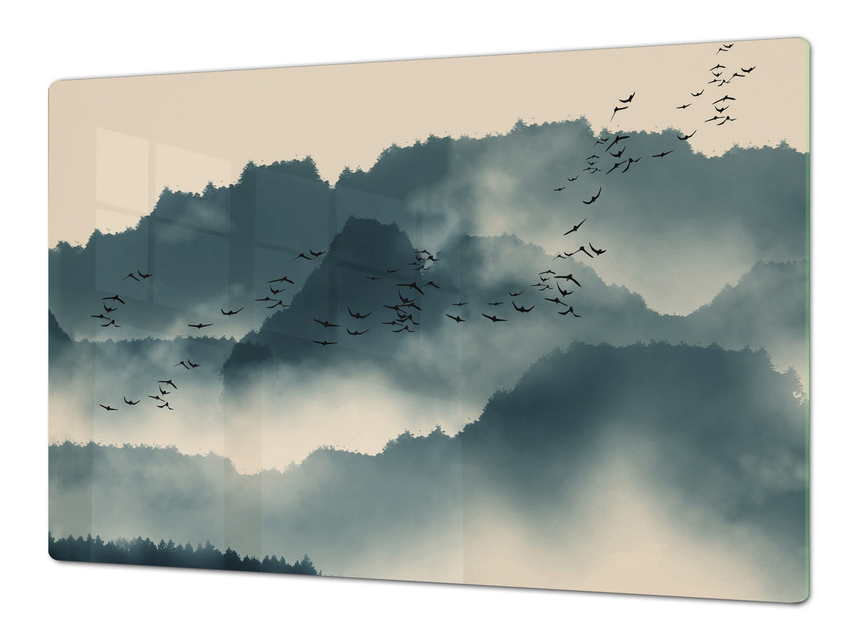 Induction Cooktop Cover – Glass Worktop saver: Fantasy and fairy-tale series DD18 Departing birds