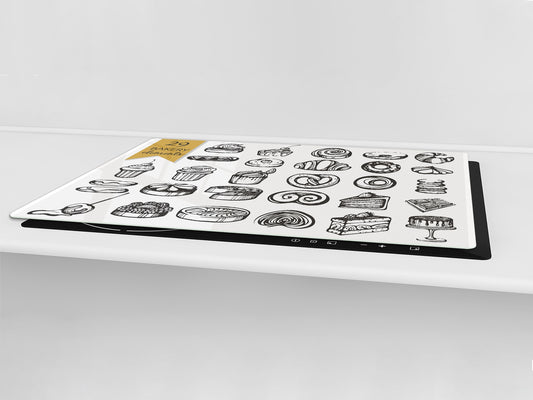 Tempered GLASS Cutting Board - Glass Kitchen Board; Cakes and Sweets Serie DD13 A bakery