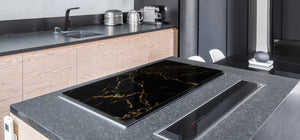 UNIQUE Tempered GLASS Kitchen Board – Impact & Scratch Resistant Cooktop cover DD32 Marbles 2 Series: Golden patterns