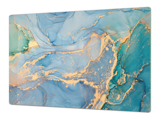 HUGE TEMPERED GLASS COOKTOP COVER – Glass Cutting Board and Worktop Saver DD33 Colourful abstractions Series: Current of colors