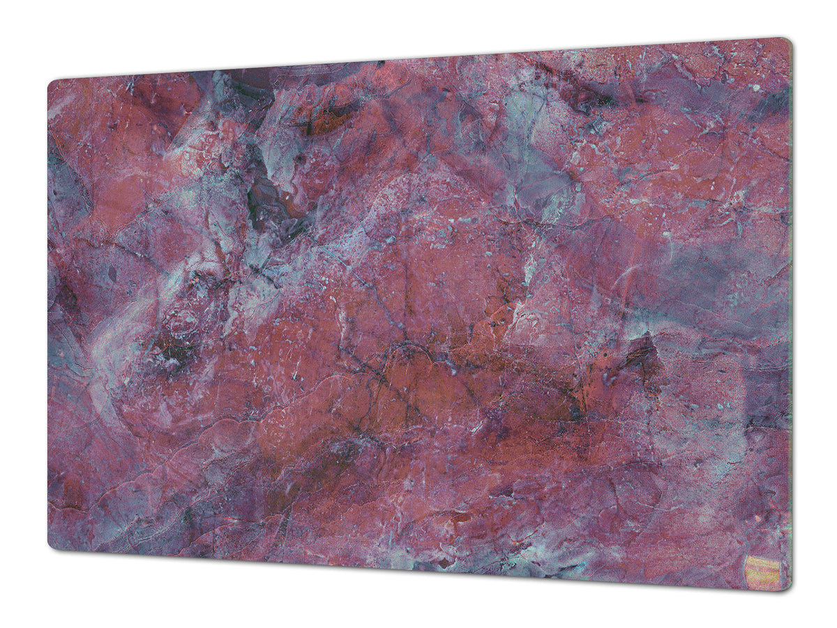UNIQUE Tempered GLASS Kitchen Board – Impact & Scratch Resistant Cooktop cover DD32 Marbles 2 Series: Luxury purple