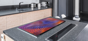 UNIQUE Tempered GLASS Kitchen Board – Impact & Scratch Resistant Cooktop cover – SINGLE: 80 x 52 cm; DOUBLE: 40 x 52 cm; DD39 Colourful Variety Series: Colorful wavy design 1