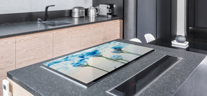 Induction Cooktop Cover – Glass Cutting Board- Flower series DD06B A blue rose