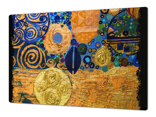 GIGANTIC CUTTING BOARD and Cooktop Cover - Glass Kitchen Board; SINGLE: 80 x 52 cm (31,5” x 20,47”); DOUBLE: 40 x 52 cm (15,75” x 20,47”); DD42 Paintings Series: Abstract painting composition