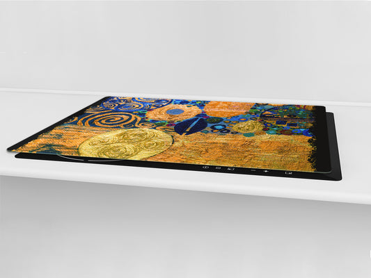 GIGANTIC CUTTING BOARD and Cooktop Cover - Glass Kitchen Board; SINGLE: 80 x 52 cm (31,5” x 20,47”); DOUBLE: 40 x 52 cm (15,75” x 20,47”); DD42 Paintings Series: Abstract painting composition