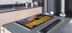 GIGANTIC CUTTING BOARD and Cooktop Cover - Glass Kitchen Board; SINGLE: 80 x 52 cm (31,5” x 20,47”); DOUBLE: 40 x 52 cm (15,75” x 20,47”); DD42 Paintings Series: Abstract painting composition