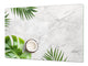 BIG KITCHEN BOARD & Induction Cooktop Cover – Glass Pastry Board – SINGLE: 80 x 52 cm (31,5” x 20,47”); DOUBLE: 40 x 52 cm (15,75” x 20,47”); DD41 Tropical Leaves Series: Summer concept