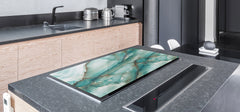 Gigantic Worktop saver and Pastry Board - Tempered GLASS Cutting Board DD21 Marbles 1 Series: Cold blue onyx