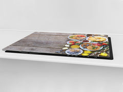BIG KITCHEN BOARD & Induction Cooktop Cover – Glass Pastry Board - Food series DD16 Sweet breakfast 1