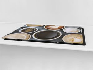 Sehr groß Küchenbrett aus Hartglas und Induktionskochplattenabdeckung; Coffee series DD07: Coffee 5