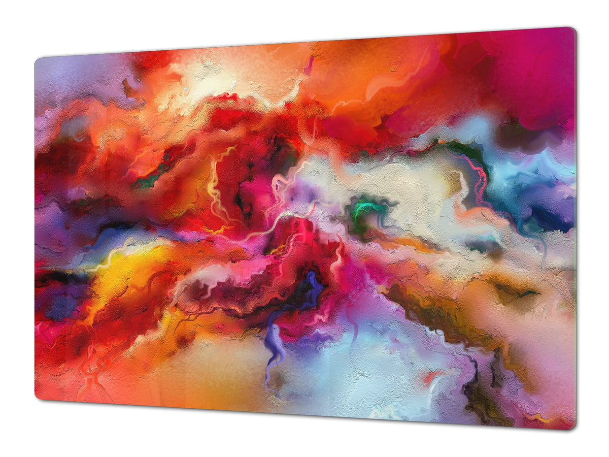 UNIQUE Tempered GLASS Kitchen Board – Abstract Series DD14 Colorful spots