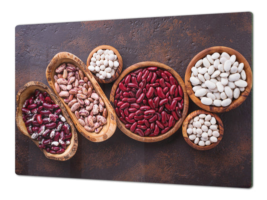 UNIQUE Tempered GLASS Kitchen Board Fruit and Vegetables series DD02 Beans 2