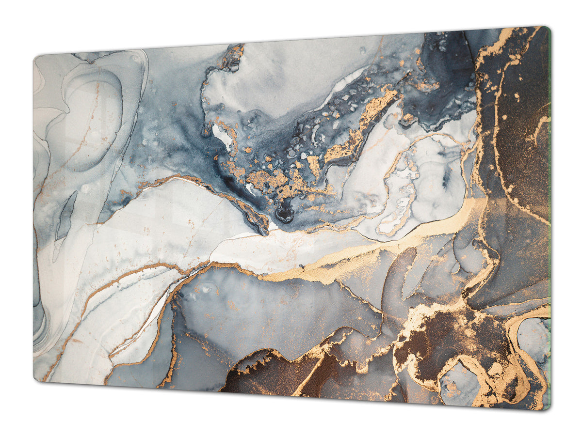 HUGE TEMPERED GLASS COOKTOP COVER – Glass Cutting Board and Worktop Saver DD33 Colourful abstractions Series: Artistic mixture of paints