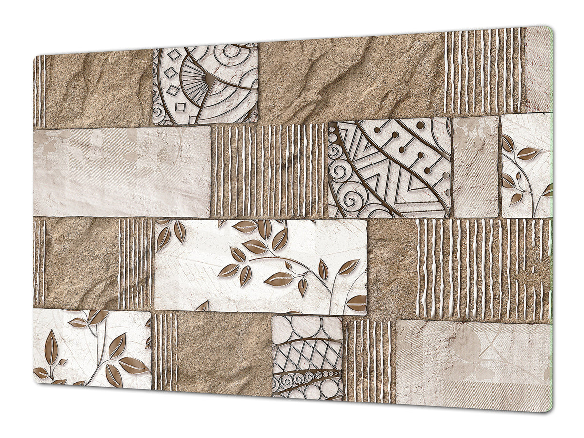 ENORMOUS  Tempered GLASS Chopping Board - Induction Cooktop Cover DD36 Textures and tiles 2 Series: Sculpted tile texture